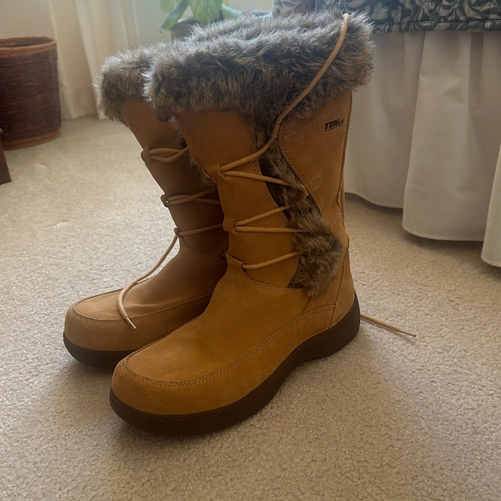 L.L. Bean faux suede calf height boots